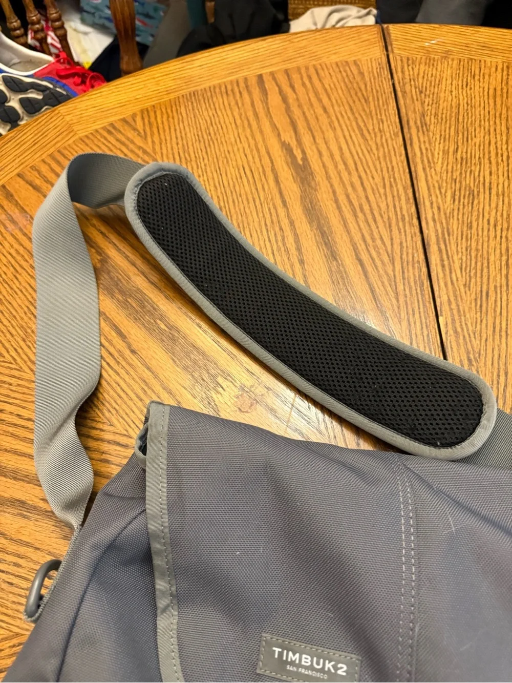 Timbuk2 Slate Gray Messenger Bag with Red Trim